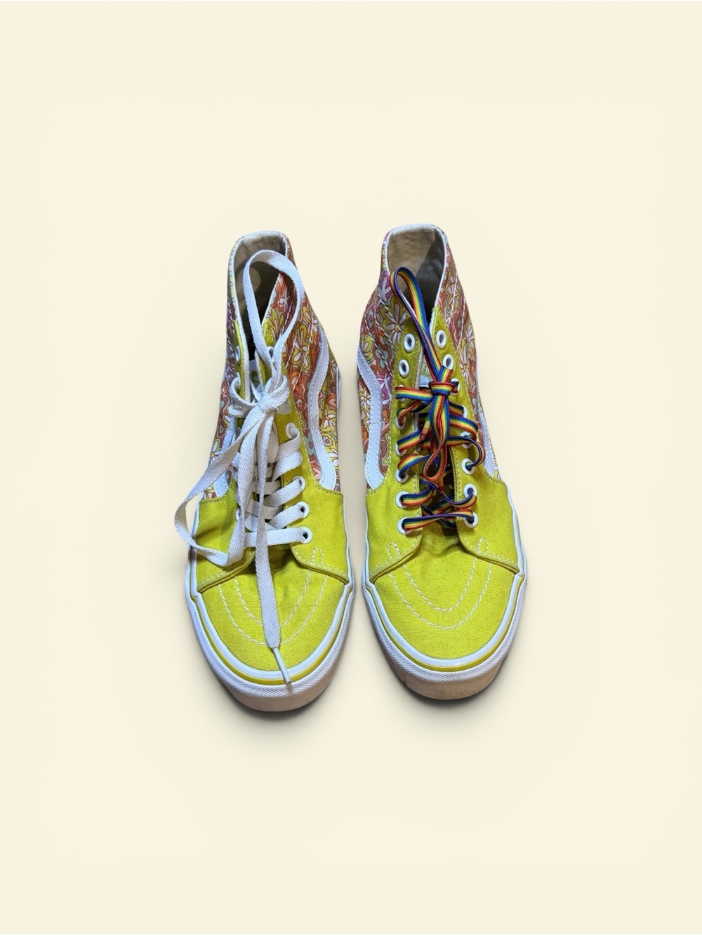 Vans Yellow High-Top Sneakers with Paisley Panels